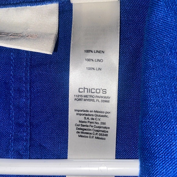 Chicos Travelers Cardigan Womens 3 Blue Long Sleeve Collared Neck Linen Casual - Picture 4 of 14
